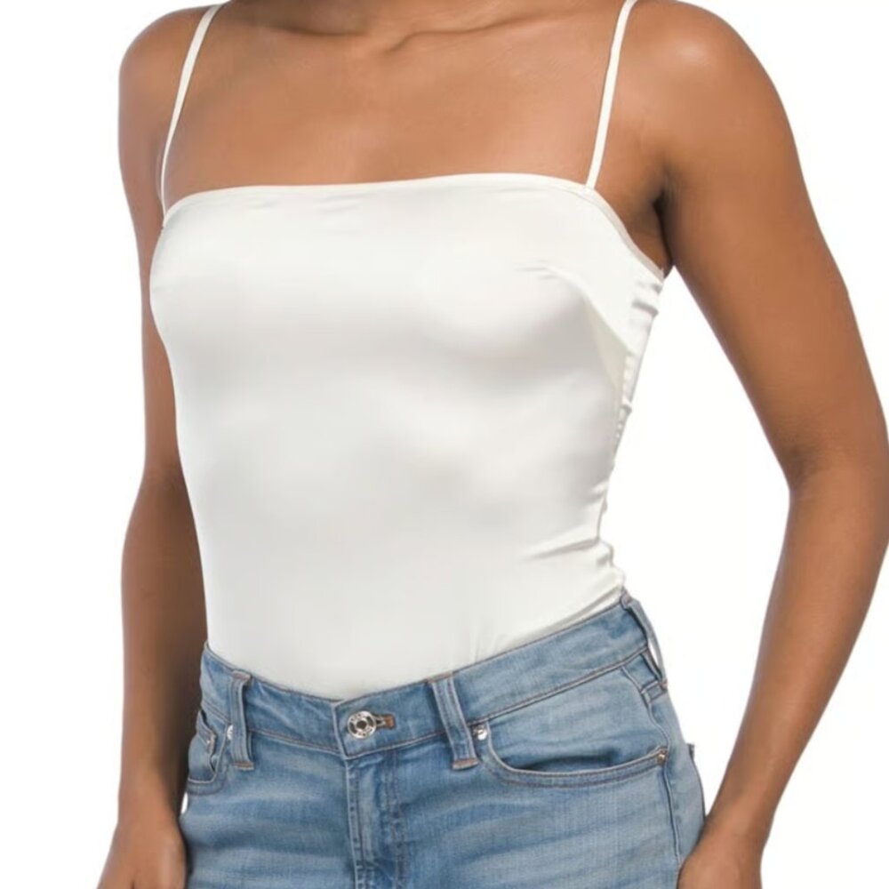 WeWoreWhat White Spaghetti Strap Bodysuit